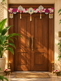Handcrafted Floral Toran with Mirror Work of Srinathji & Beaded Danglers