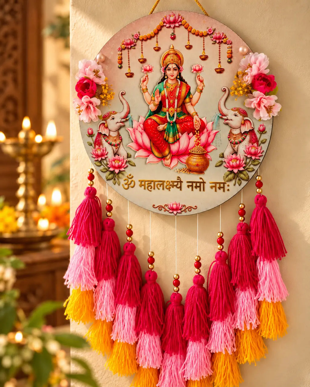 Goddess Lakshmi Wall Hanging with Tassels