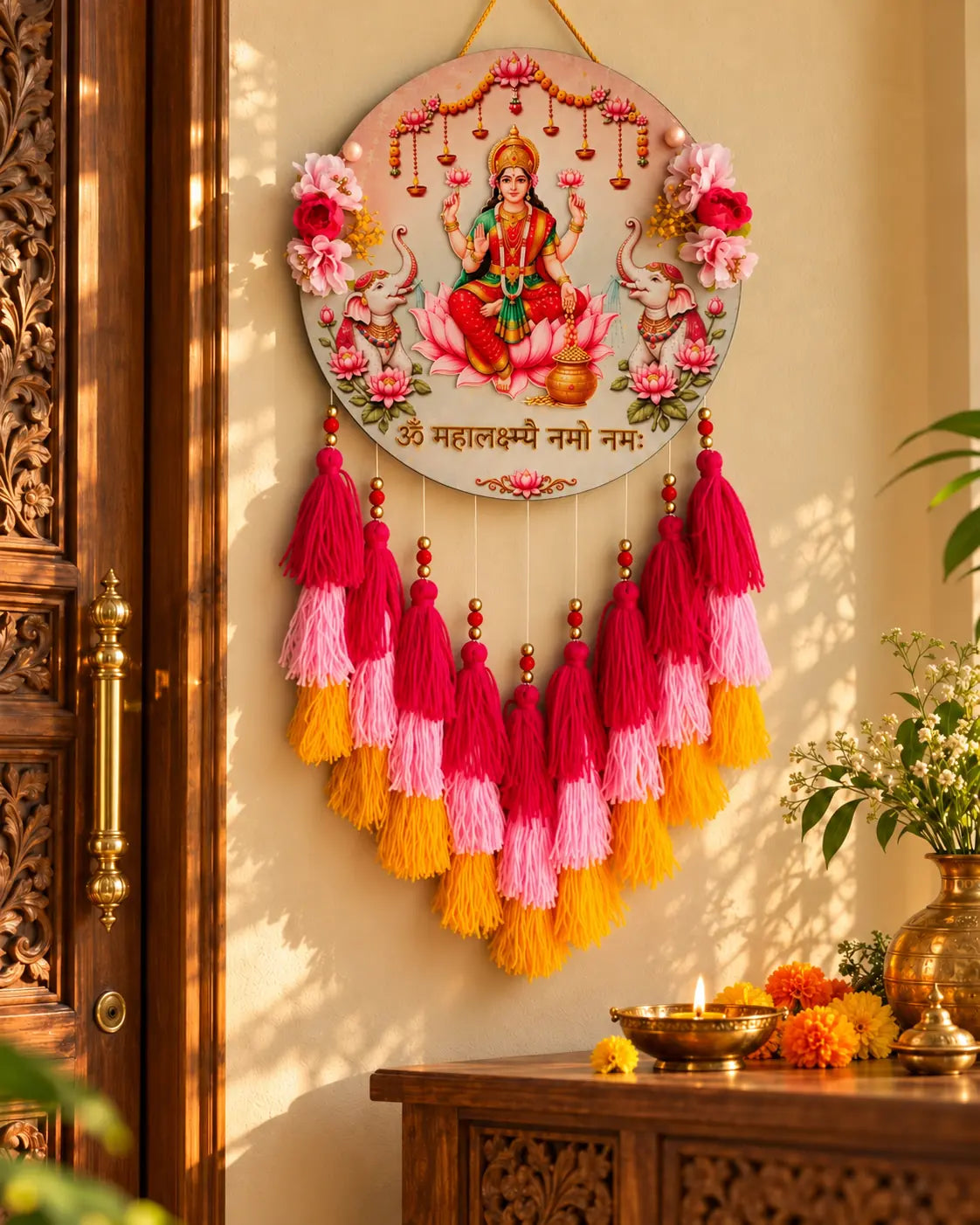 Goddess Lakshmi Wall Hanging with Tassels