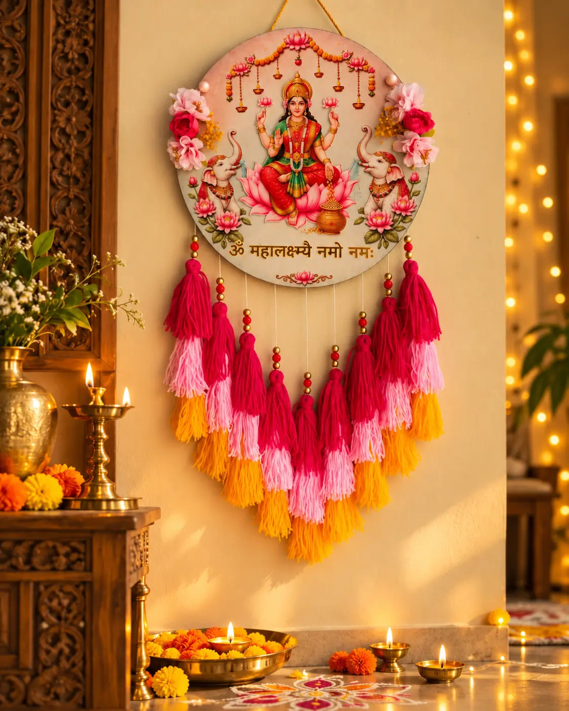 Goddess Lakshmi Wall Hanging with Tassels