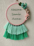 Customizable Floral Embroidered Hoop with Tassels