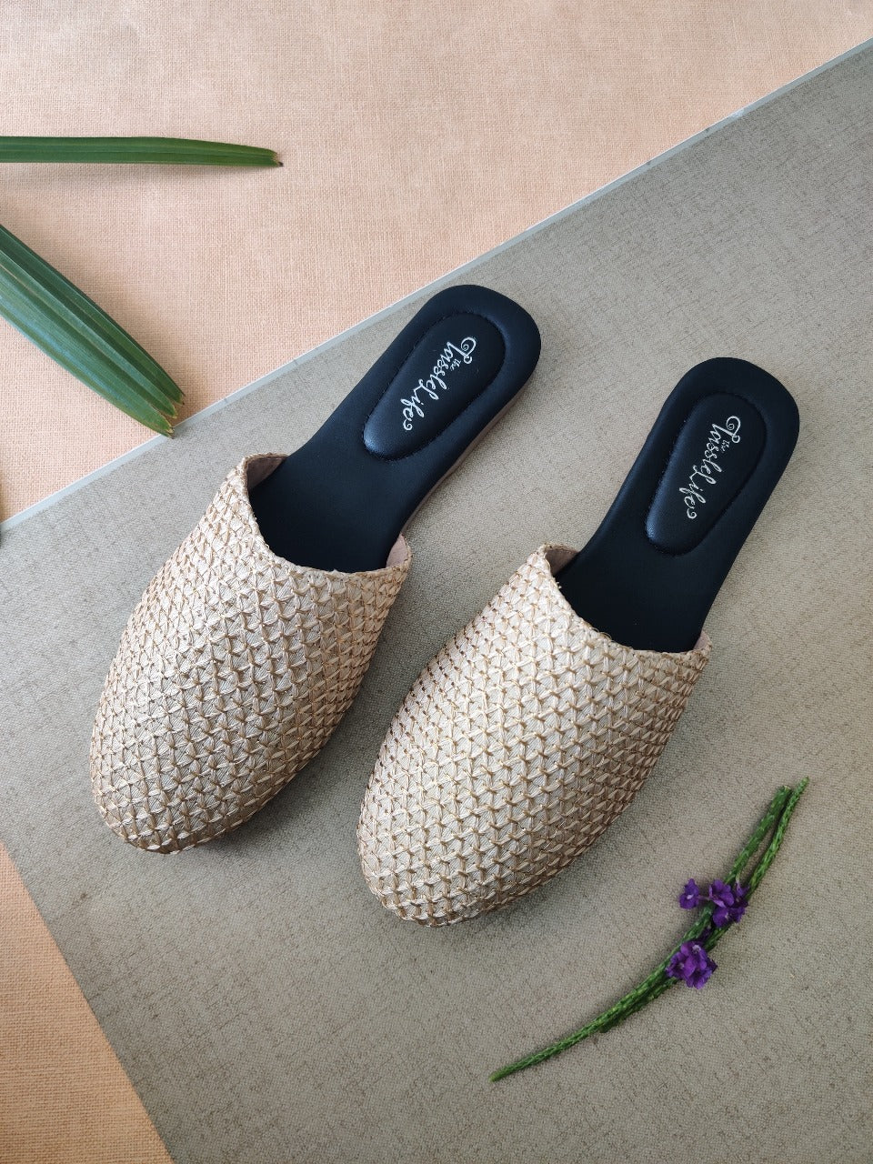 Cream Texture Vegan Round Mules - The Tassle Life 