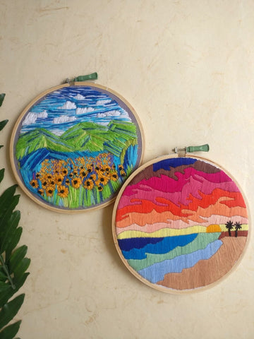 Hand Embroidered Hoop (Set of 2)
