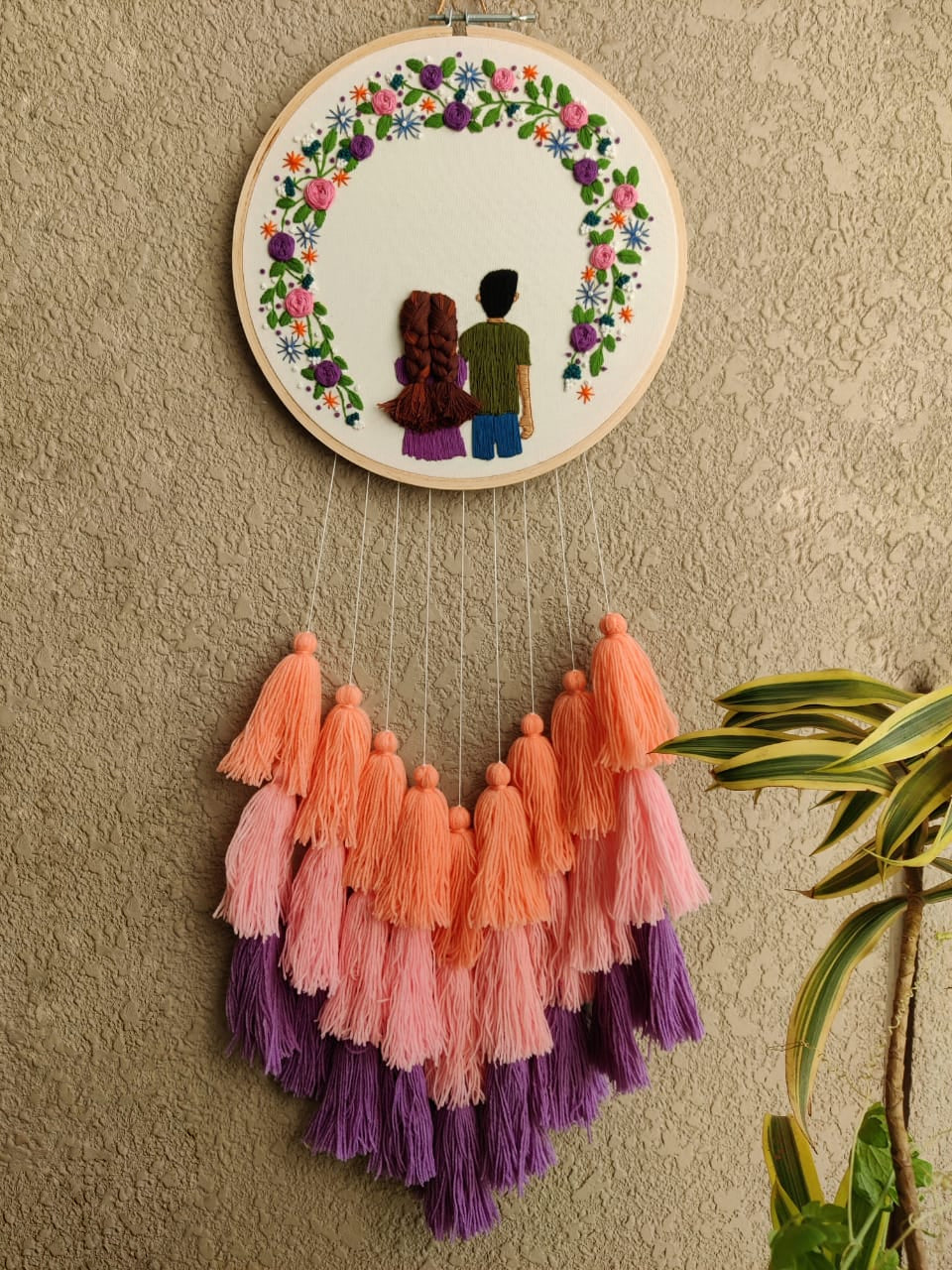 Girl & Boy Embroidered Hoop with Tassels