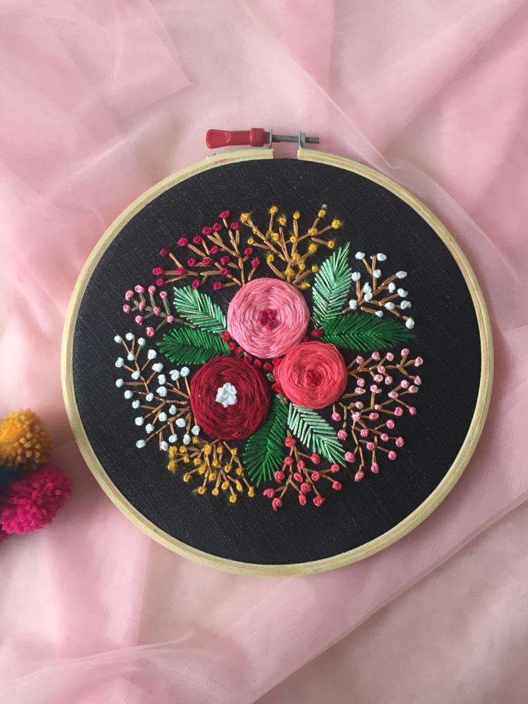 Floral Embroidered Hoop - The Tassle Life 