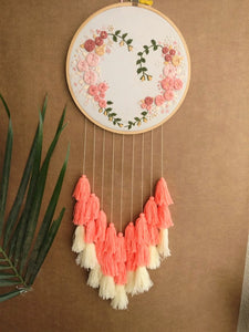 Hand Embroidered floral Dreamcatcher - The Tassle Life 