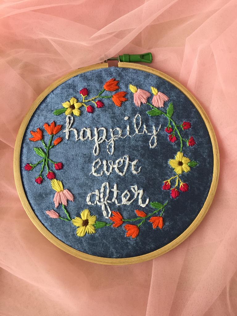 Happily Ever After Embroidered Hoop - The Tassle Life 