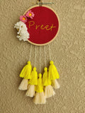 Customizable Floral Mini Embroidered Hoop with Tassels