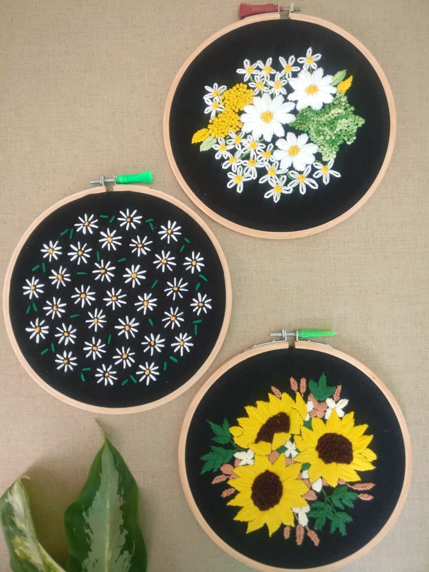 Hand Embroidered Hoop (Set of 3)