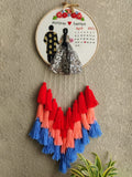 Customizable Bride & Groom Calendar Embroidered Hoop with Tassels