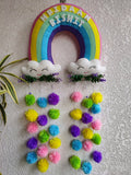 Customizable Name Felt Rainbow Wall Hanging with Pompom