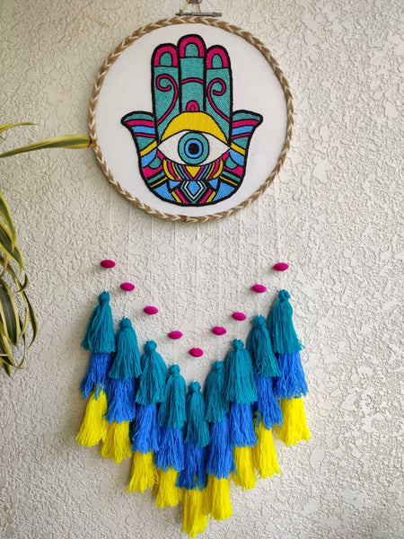 'Hamsa Hand' Bead Embroidered Dreamcatcher