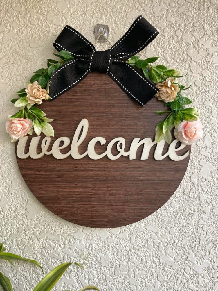 Welcome Floral Wall Hoop