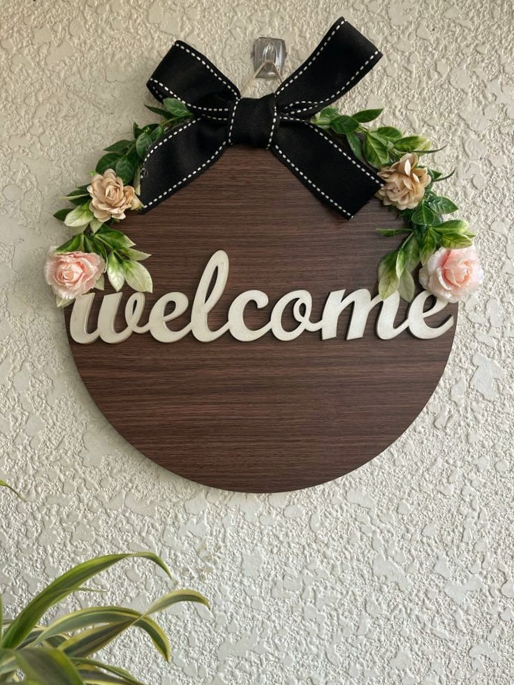 Welcome Floral Wall Hoop