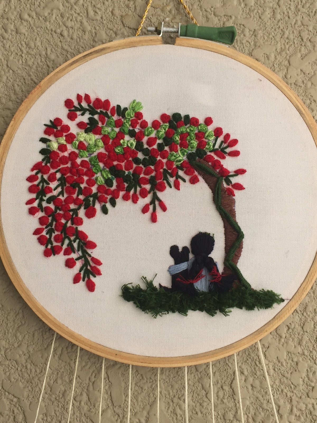 Girl Under the Tree Hand Embroidered Dreamcatcher