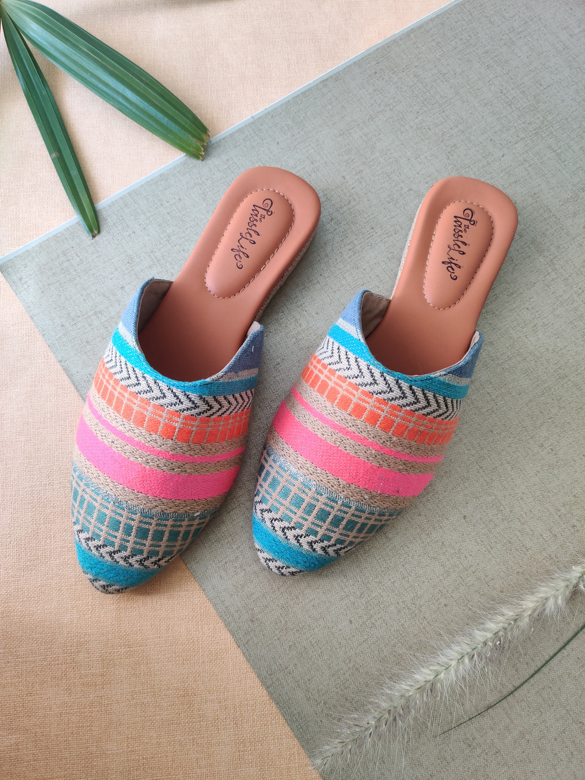 Multi-Colored Stripes Vegan Mules - The Tassle Life 