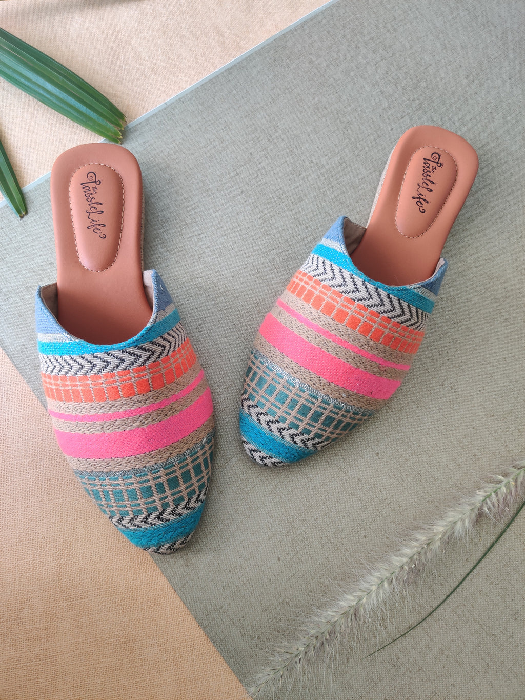 Multi-Colored Stripes Vegan Mules - The Tassle Life 