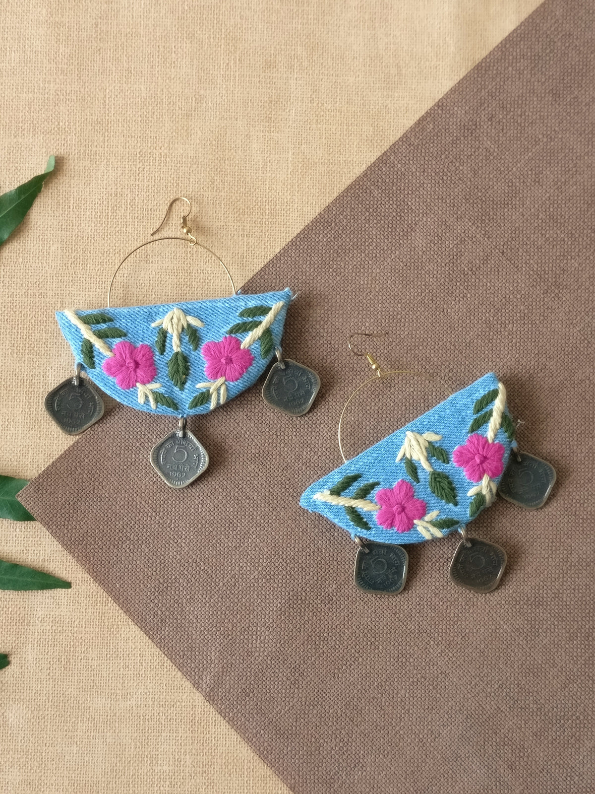 Flower Embroidered Earrings