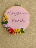 Customizable Floral Embroidered Hoop