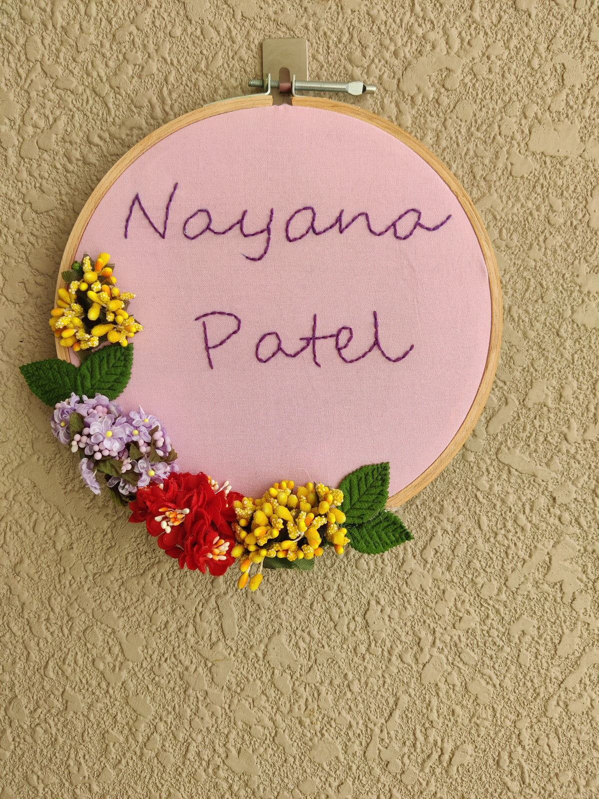 Customizable Floral Embroidered Hoop