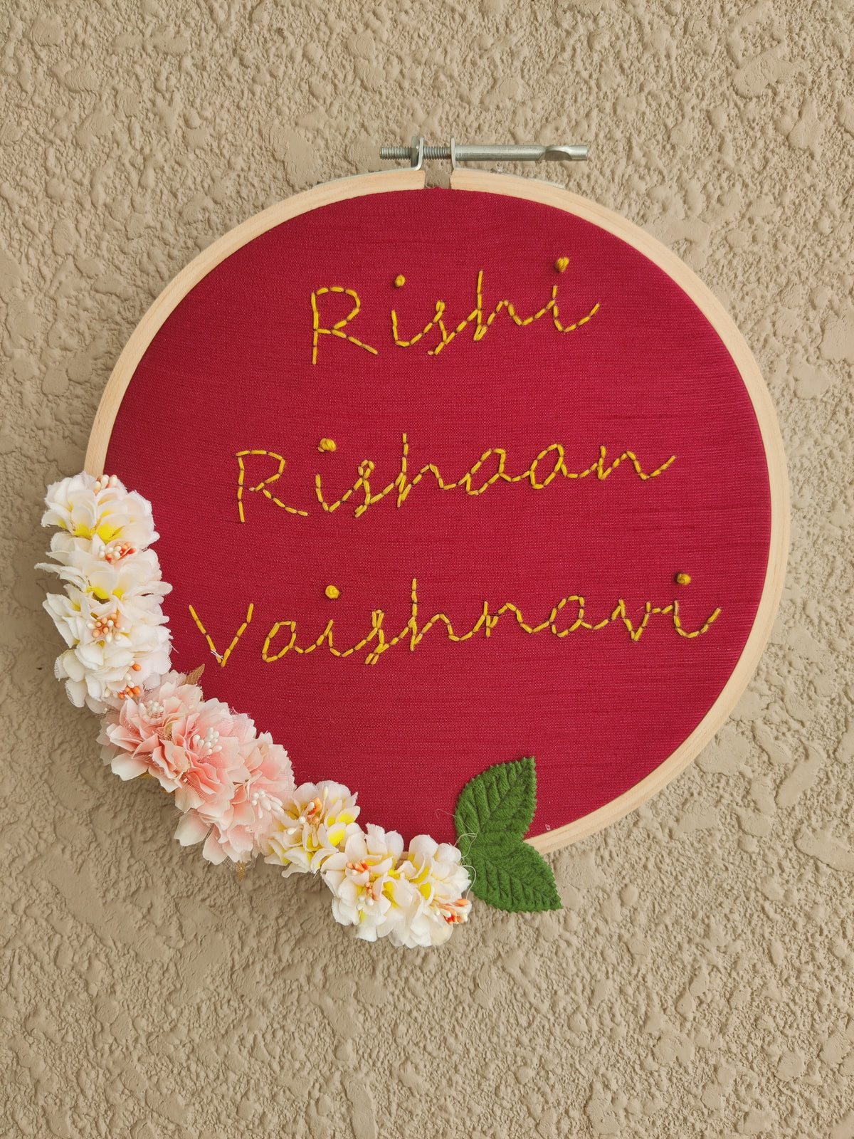 Customizable Floral Embroidered Hoop