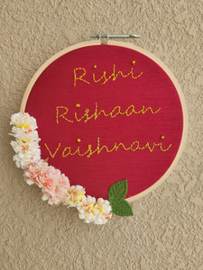 Customizable Floral Embroidered Hoop