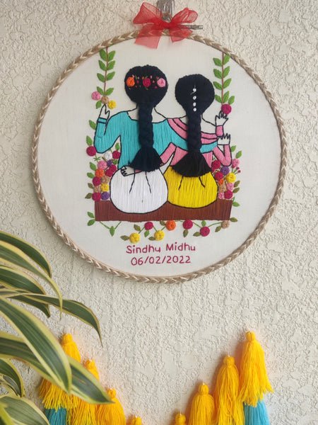 Best Friends Forever Embroidered Hoop with Tassels