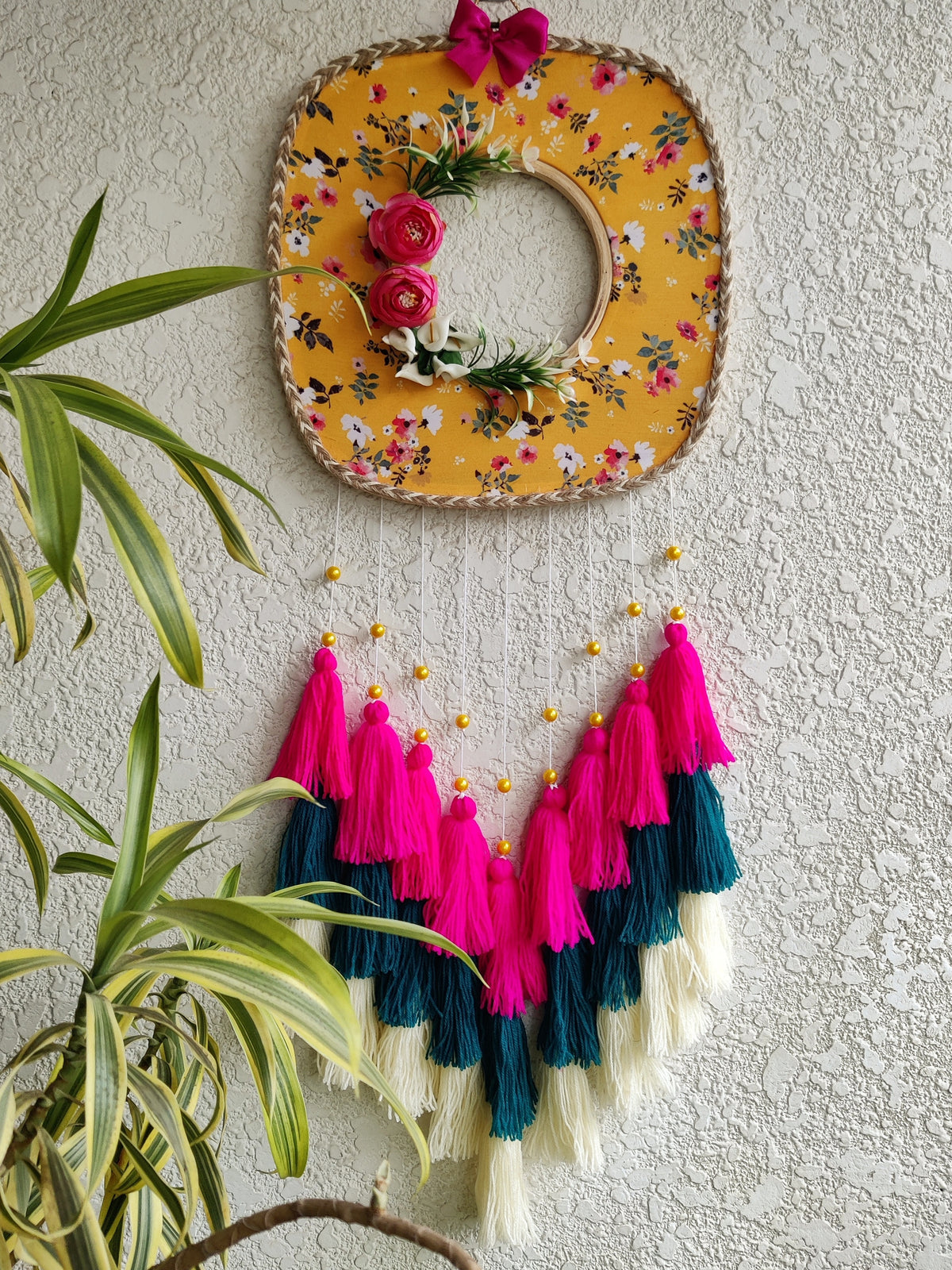 Floral Photo Frame Double Hoop with Tassles