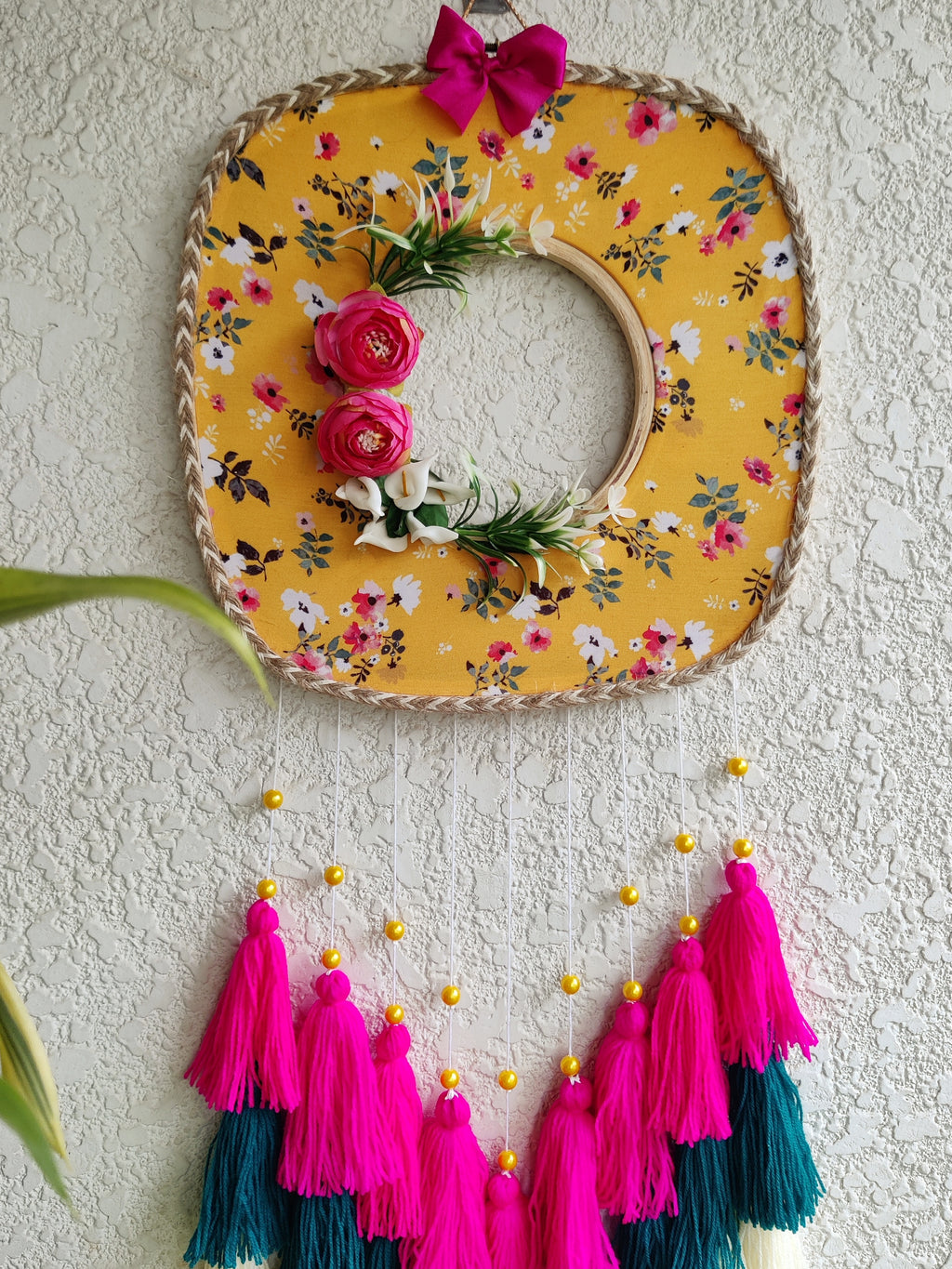 Floral Photo Frame Double Hoop with Tassles