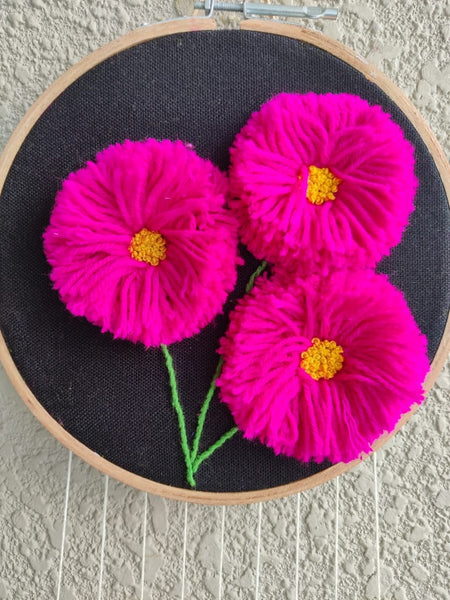 Hand Embroidered 3D Pink Floral Dreamcatcher