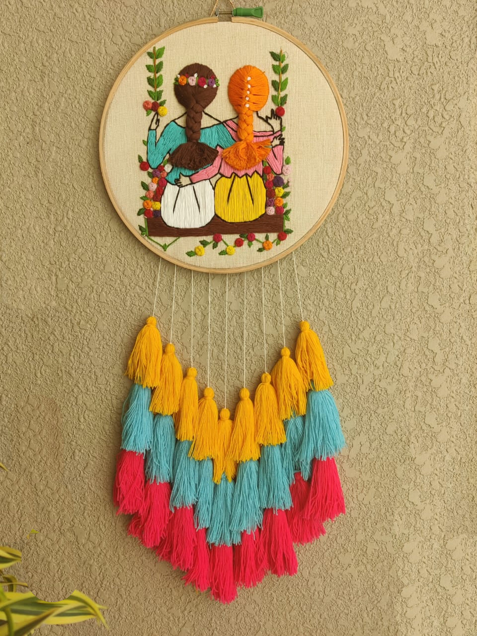 Best Friends Forever Embroidered Hoop with Tassels