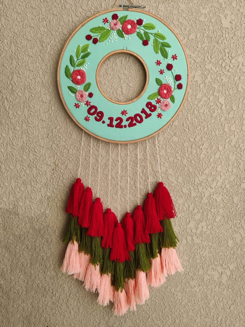Customizable Embroidered Double Photo Hoop with Tassles