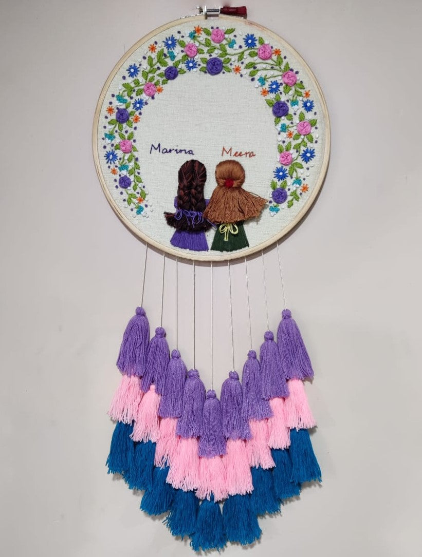 2 Girls Embroidered Hoop with Tassels