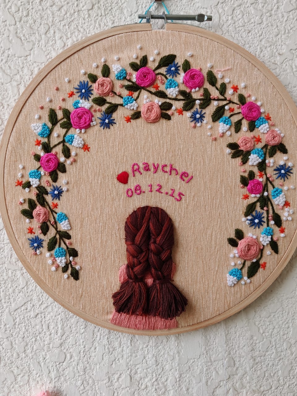 Single Girl Embroidered Hoop with Tassels