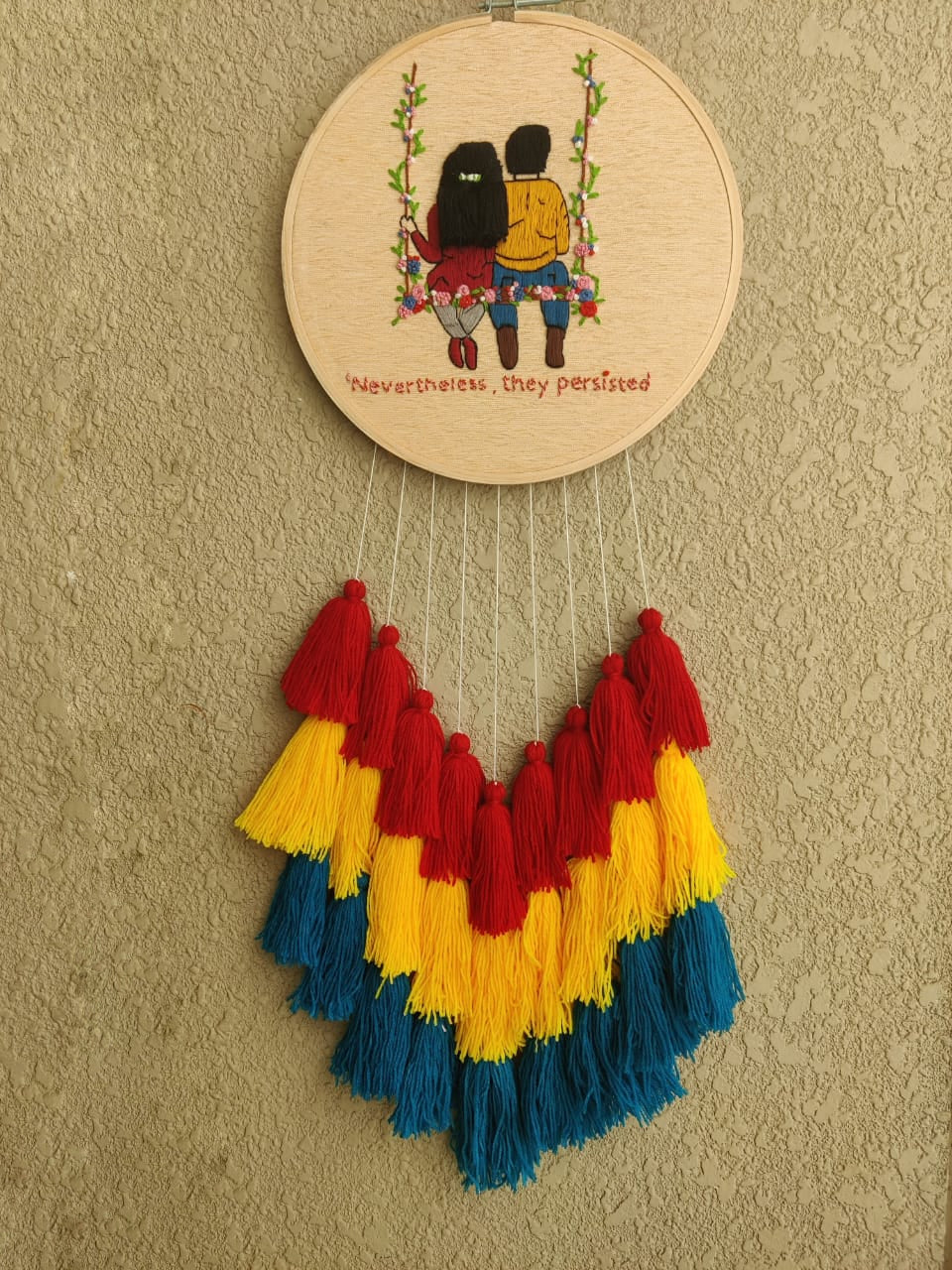 Couple Embroidered Hoop with Tassels