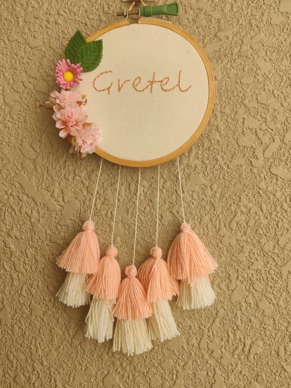 Customizable Floral Mini Embroidered Hoop with Tassels