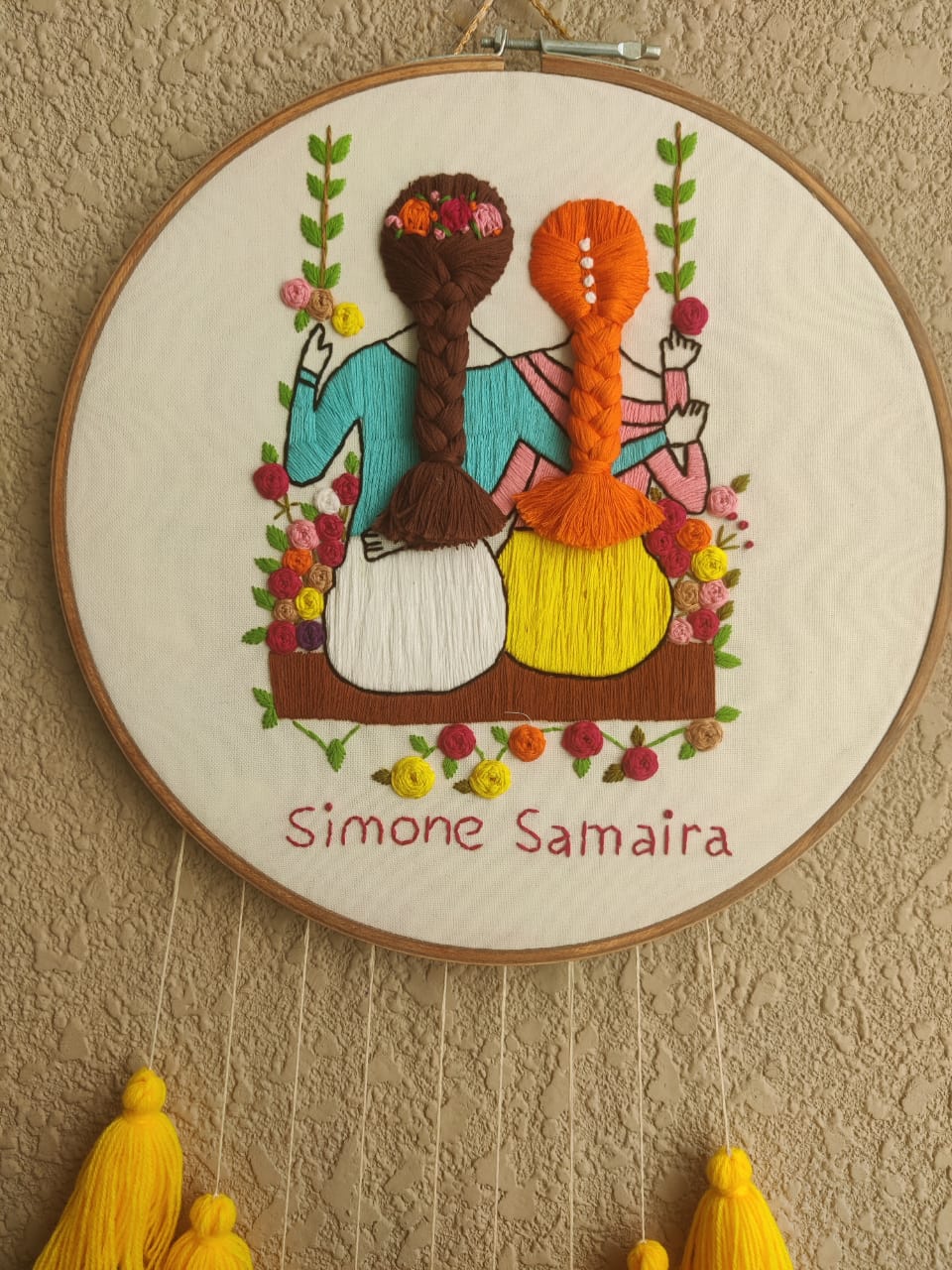 Best Friends Forever Embroidered Hoop with Tassels