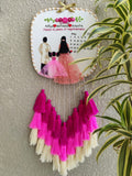 Customizable Couple & Child Anniversary Embroidered Hoop with Tassels
