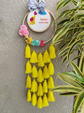 Customizable Name & Birthday Embroidered Hoop with Tassels