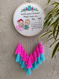 Customizable Baby Calendar Embroidered Hoop with Tassels