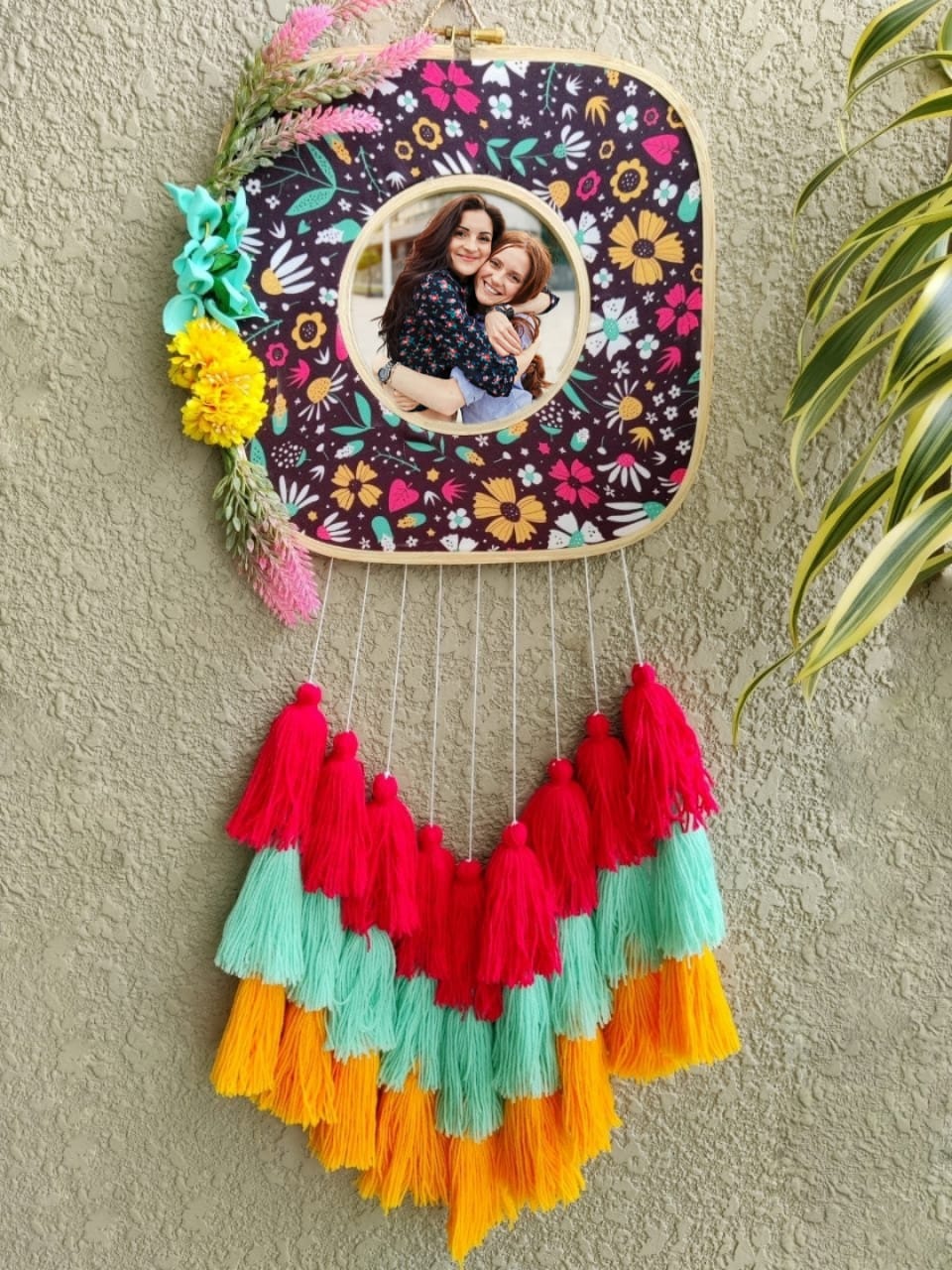 Floral Photo Frame Double Hoop with Tassles