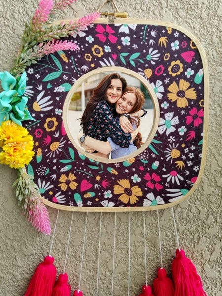 Floral Photo Frame Double Hoop with Tassles