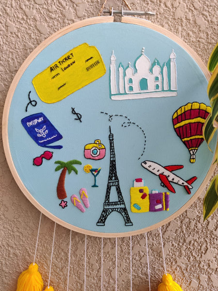 Travel Theme Embroidered Dreamcatcher