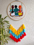 Brother & Sisters on Swing Embroidered Hoop with Tassels