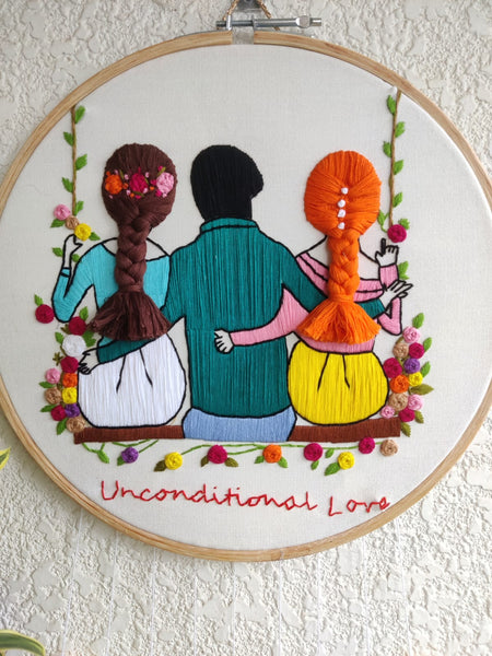 Brother & Sisters on Swing Embroidered Hoop with Tassels