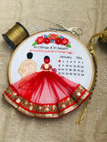 Customizable Bride & Groom Calendar Embroidered Hoop