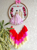 Customizable Couple Embroidered Hoop with Tassels