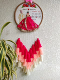 Customizable Bride & Groom Calendar Embroidered Hoop with Tassels