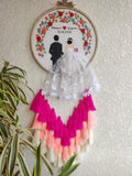 Customizable Couple Embroidered Hoop with Tassels