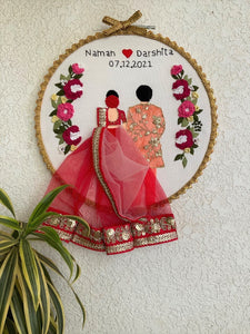 Customizable Couple Embroidered Hoop